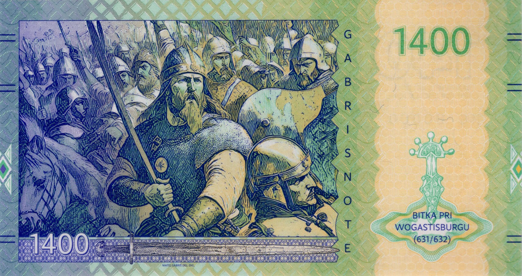 1400 Denárov Samova Ríša - zadní strana