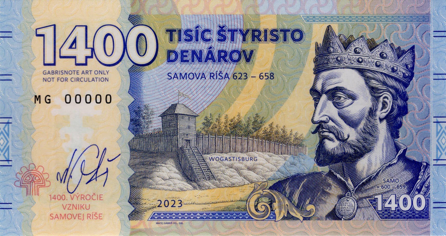 1400 Denárov Samova Ríša - přední strana