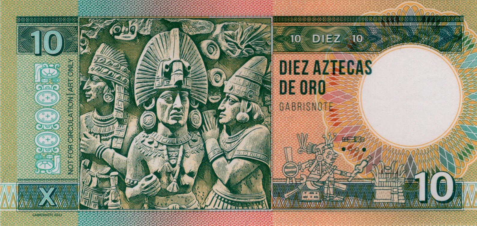 10 Aztéckych zlatých - zadní strana