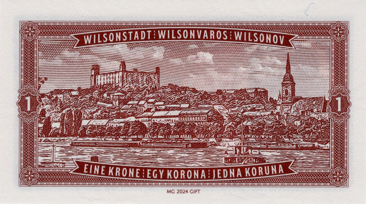 1 koruna Wilsonov / Československo - modrá verze - zadní strana