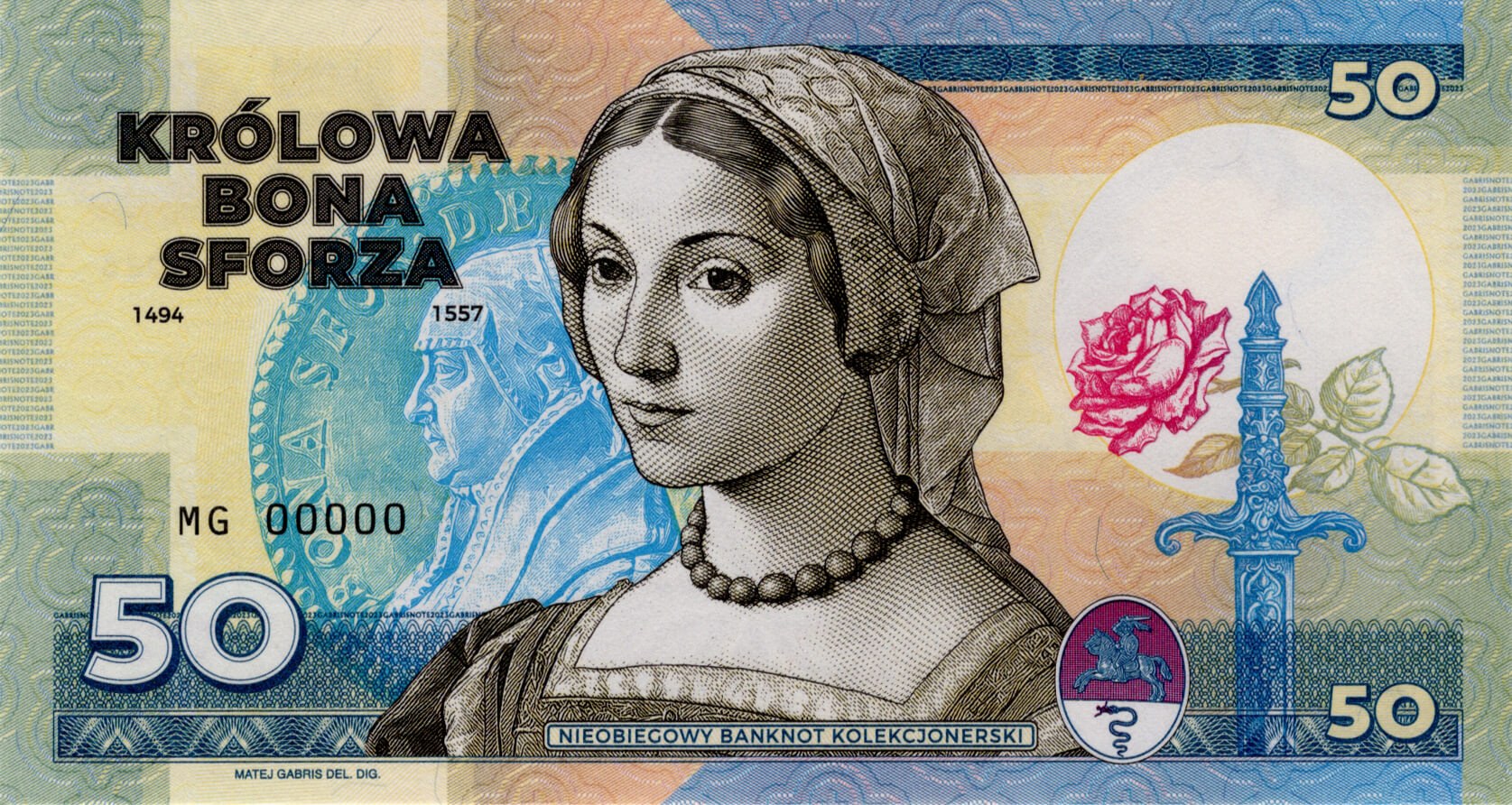 50 Bona Sforza - modrá verze - přední strana