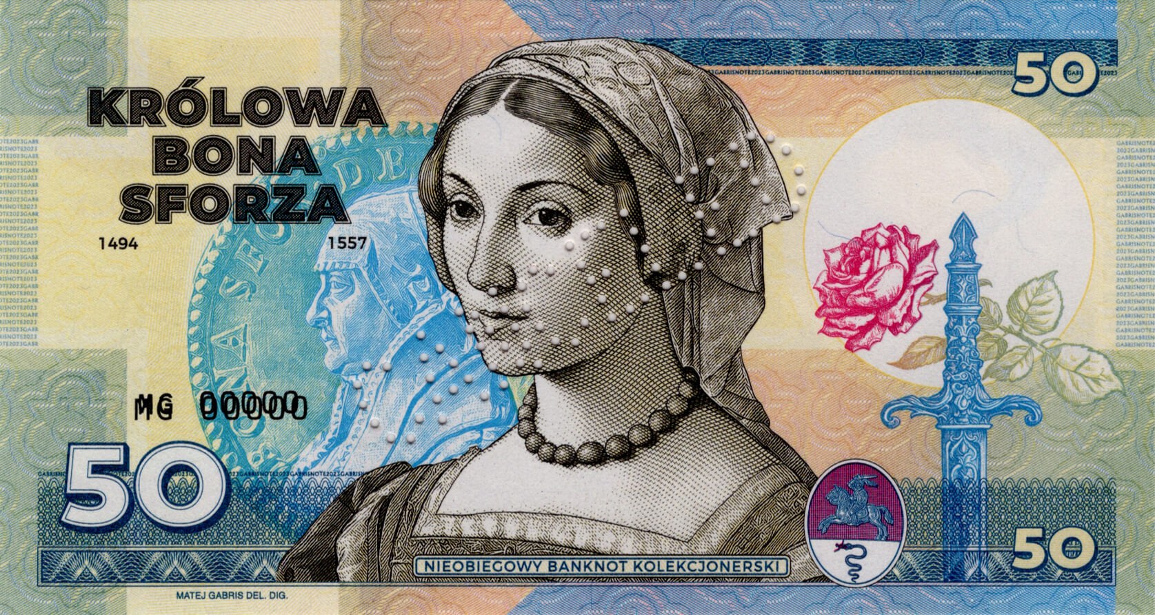 50 Bona Sforza - modrá verze - přední strana