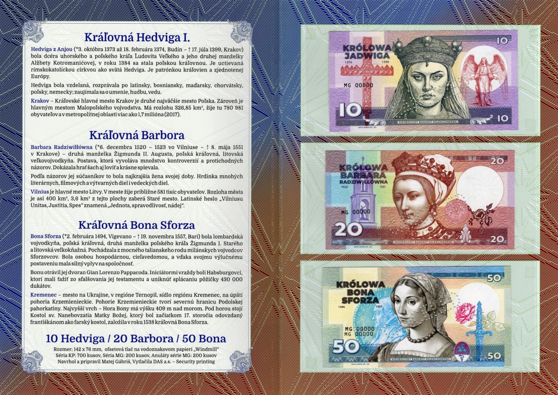 Séria poľské kráľovné (folder) - zadní strana