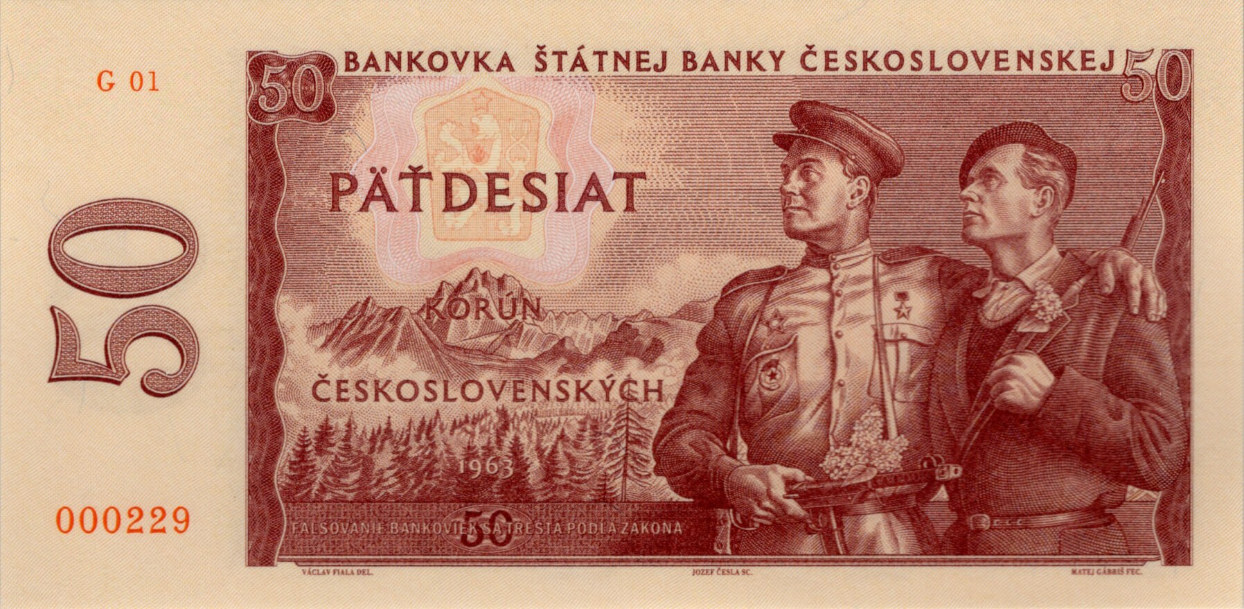 50 Kčs návrh 1963 - přední strana