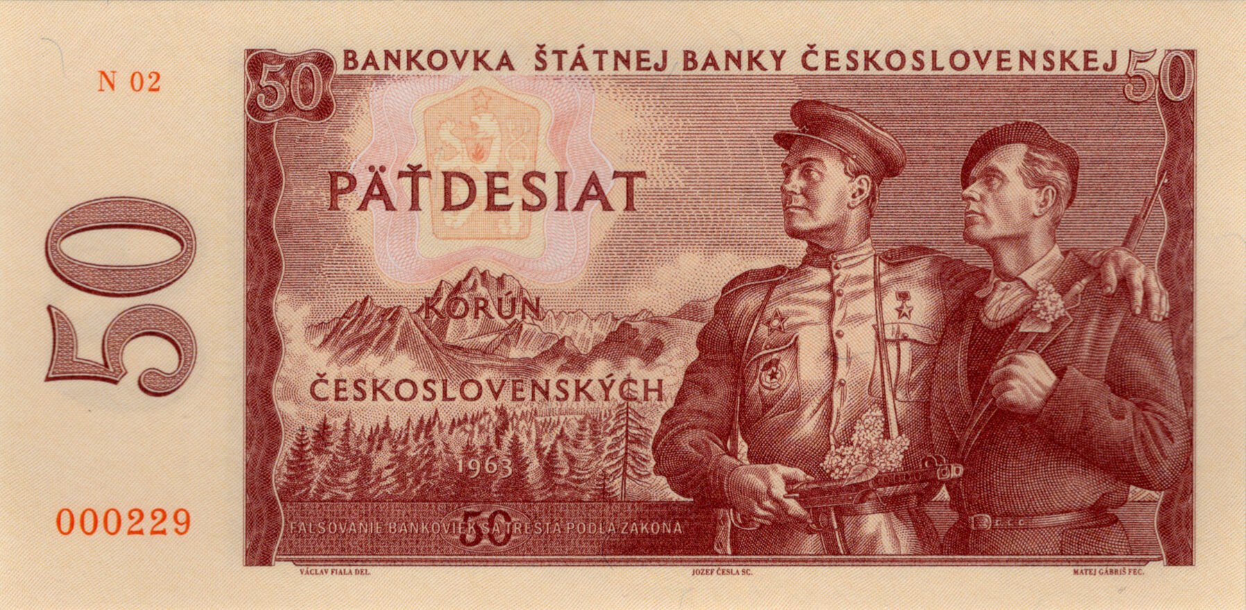 50 Kčs návrh 1963 - přední strana