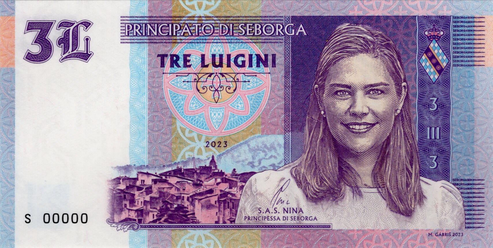 3 Luiginy S.A.S. NINA Principessa di Seborga - přední strana