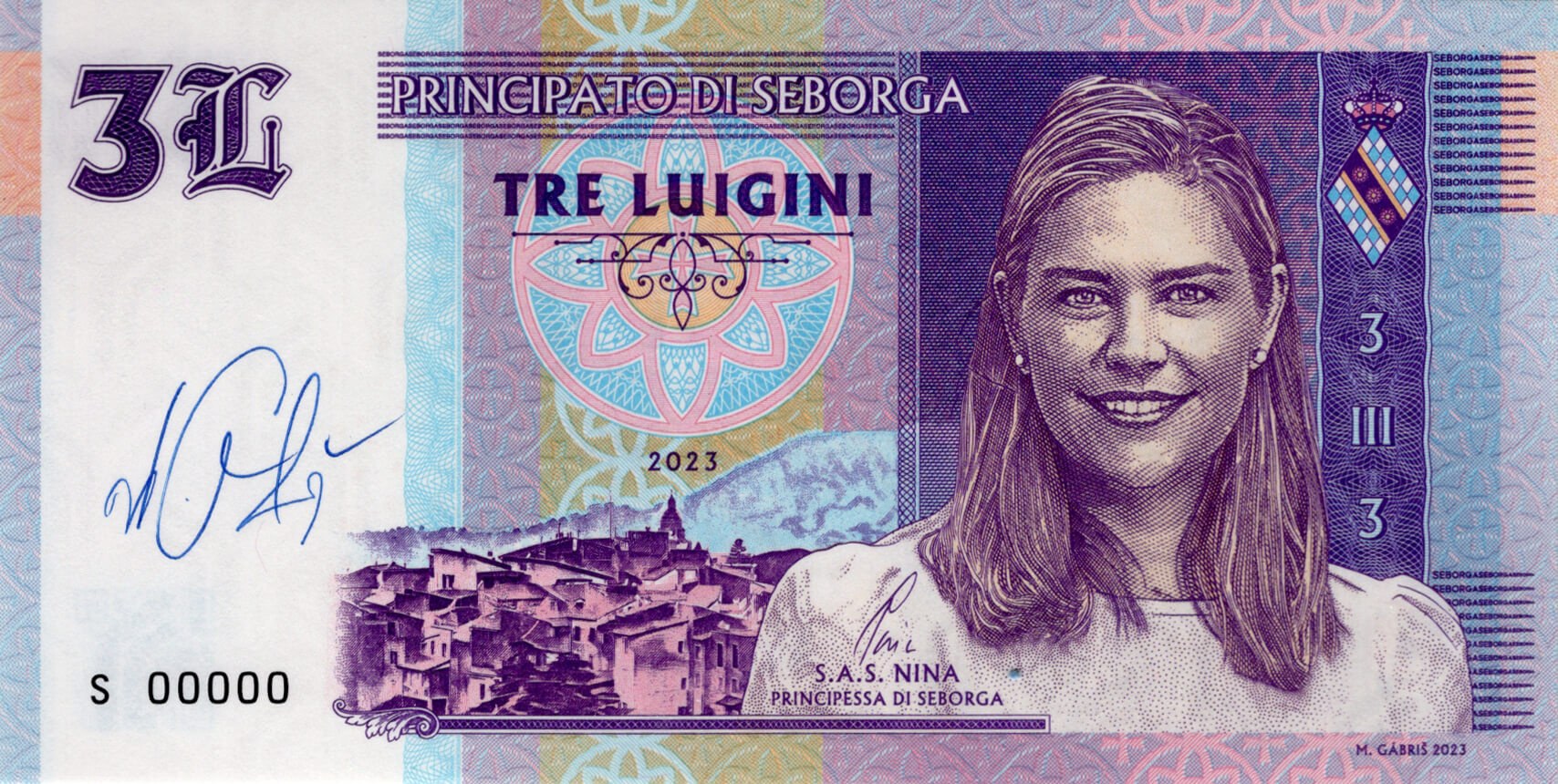 3 Luiginy S.A.S. NINA Principessa di Seborga - přední strana