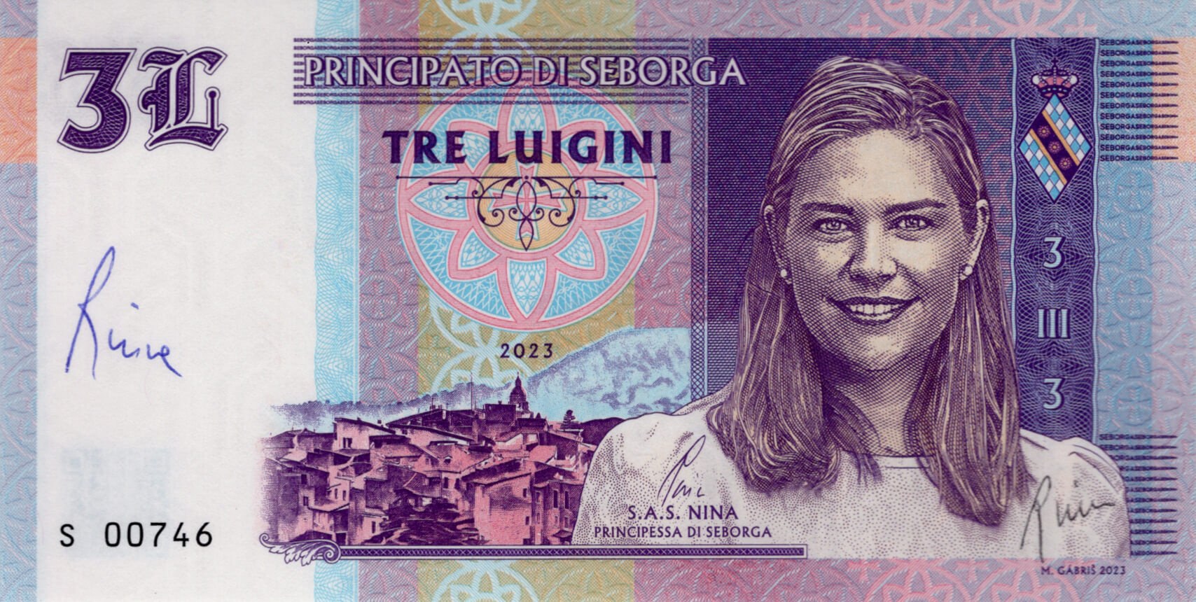 3 Luiginy S.A.S. NINA Principessa di Seborga - přední strana