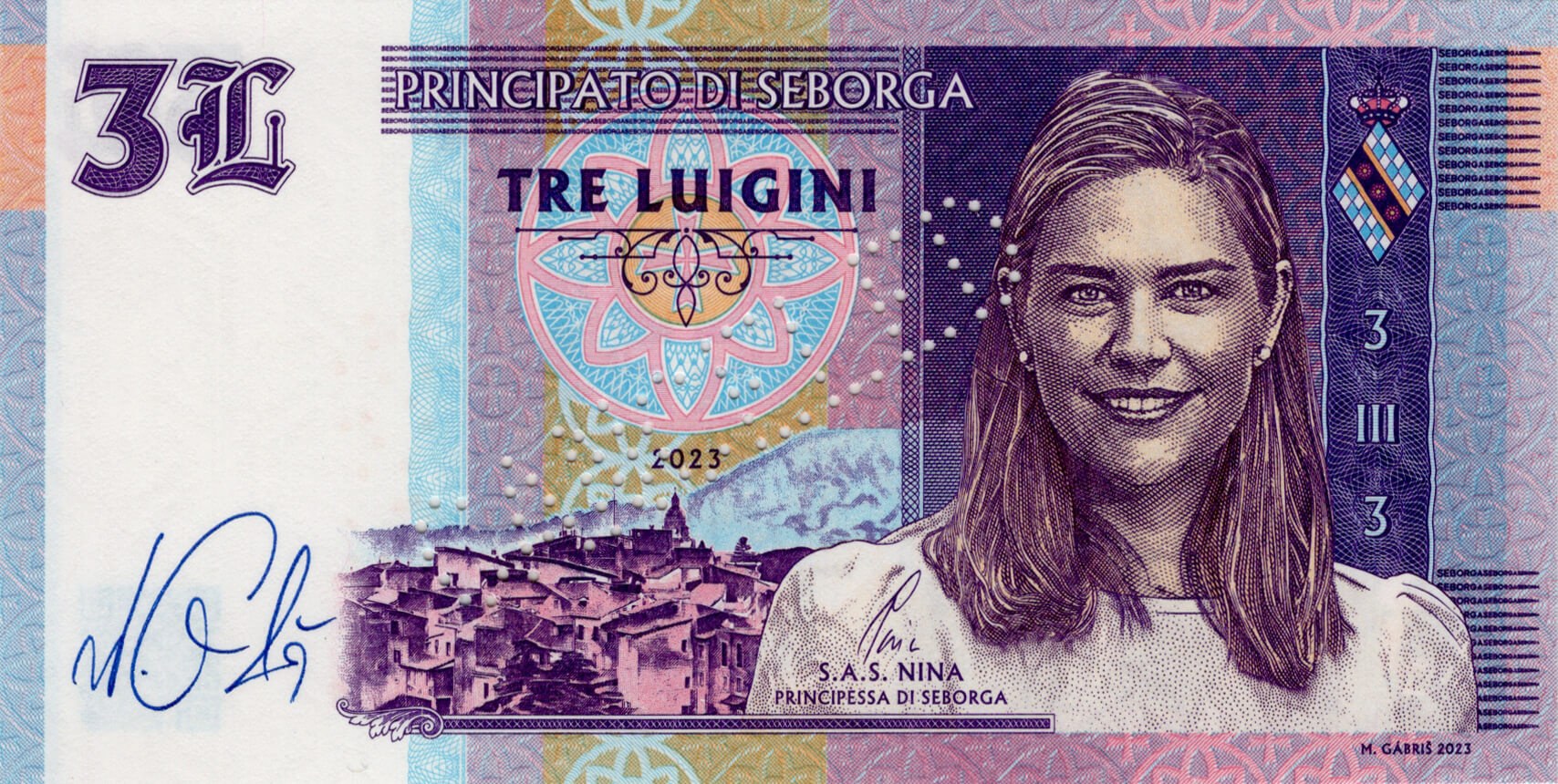 3 Luiginy S.A.S. NINA Principessa di Seborga - přední strana
