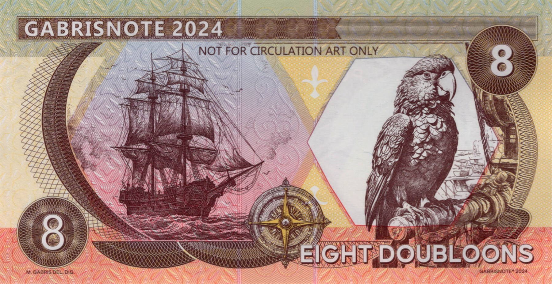 8 Doubloons pirátka Mary Read - zadní strana