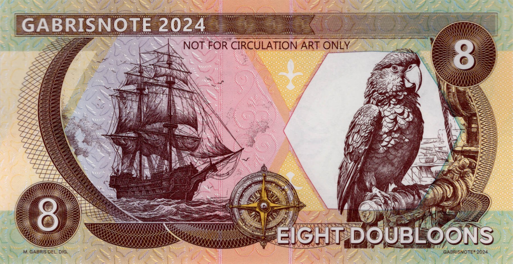 8 Doubloons pirátka Mary Read - zadní strana
