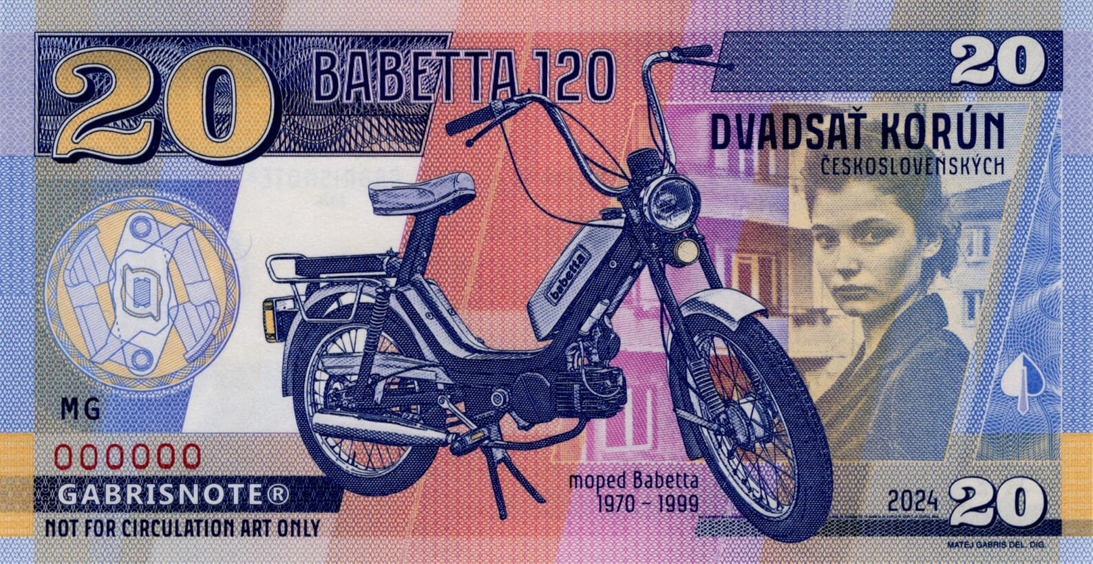 20 Korún Babetta - přední strana