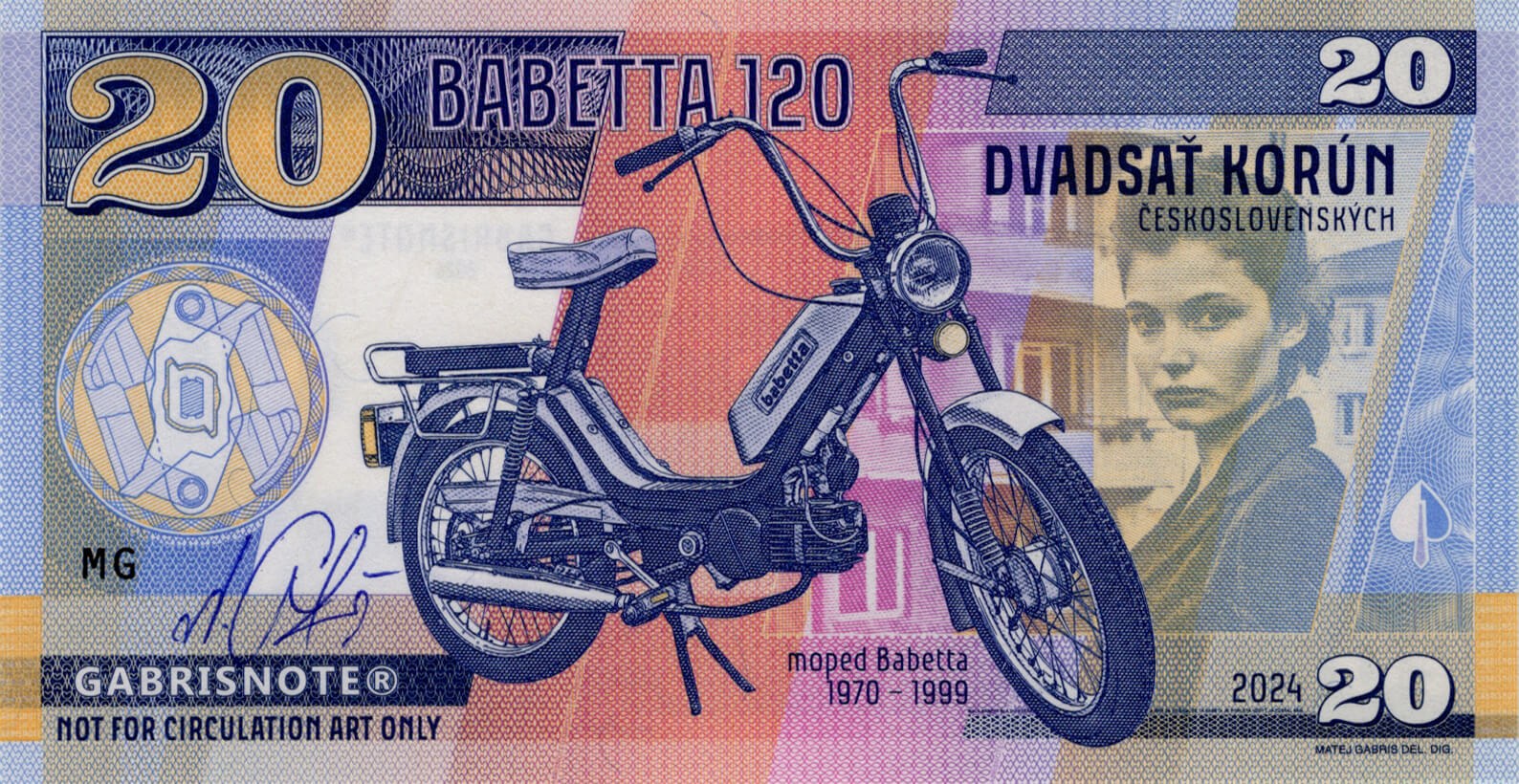 20 Korún Babetta - přední strana