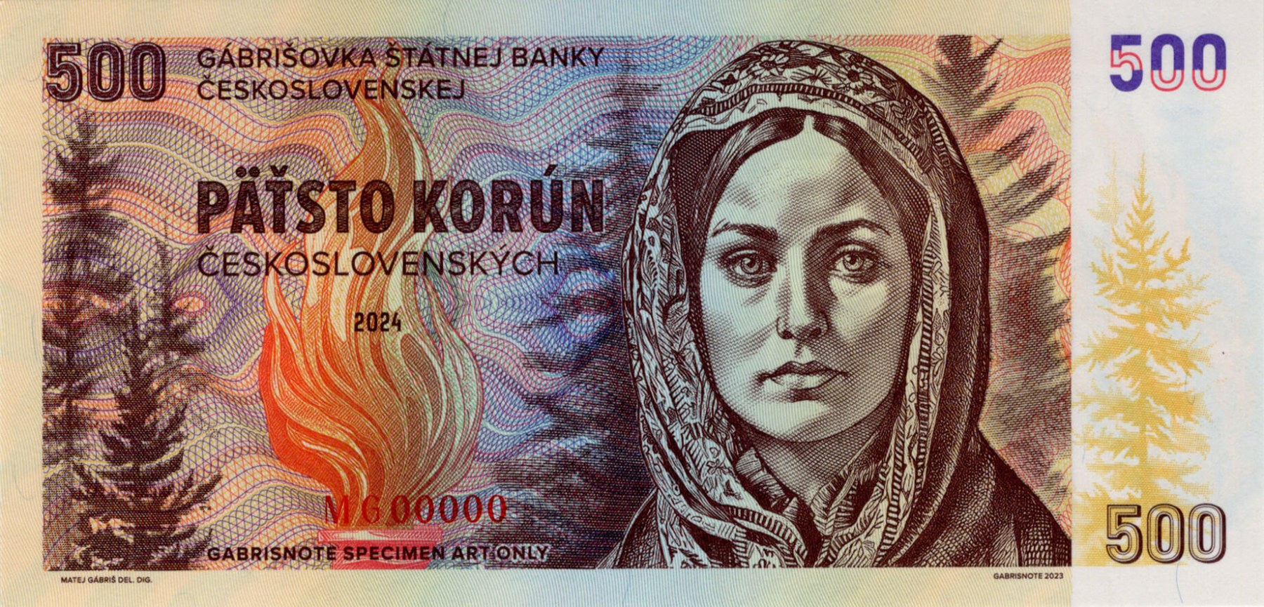 500 korún Československých - přední strana