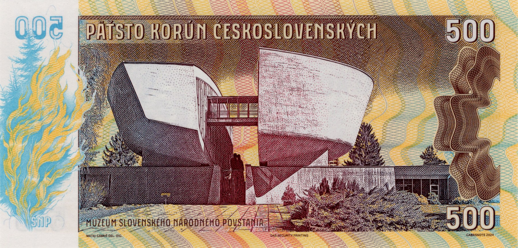 500 korún Československých - zadní strana