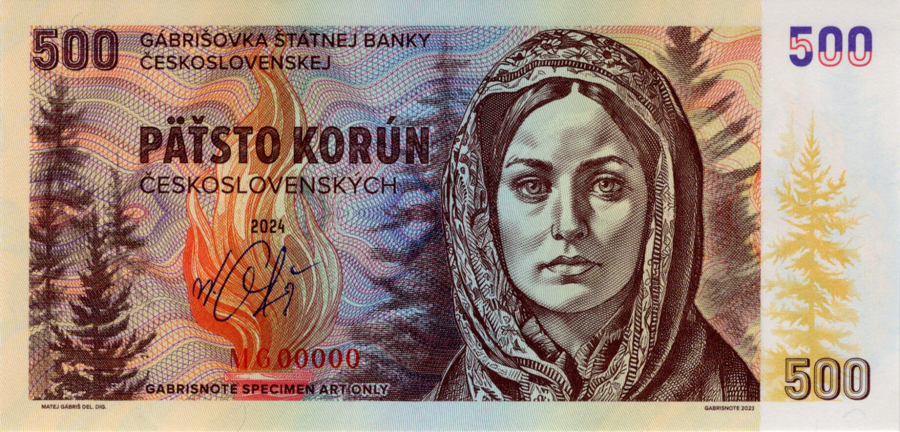 500 korún Československých - přední strana