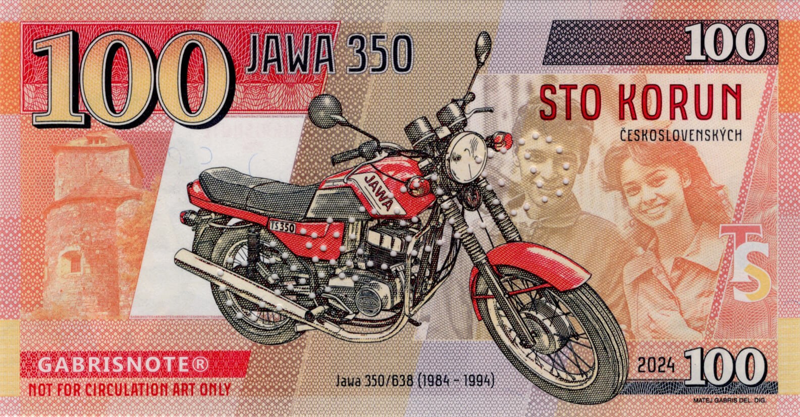 100 Korun Jawa 350 - přední strana