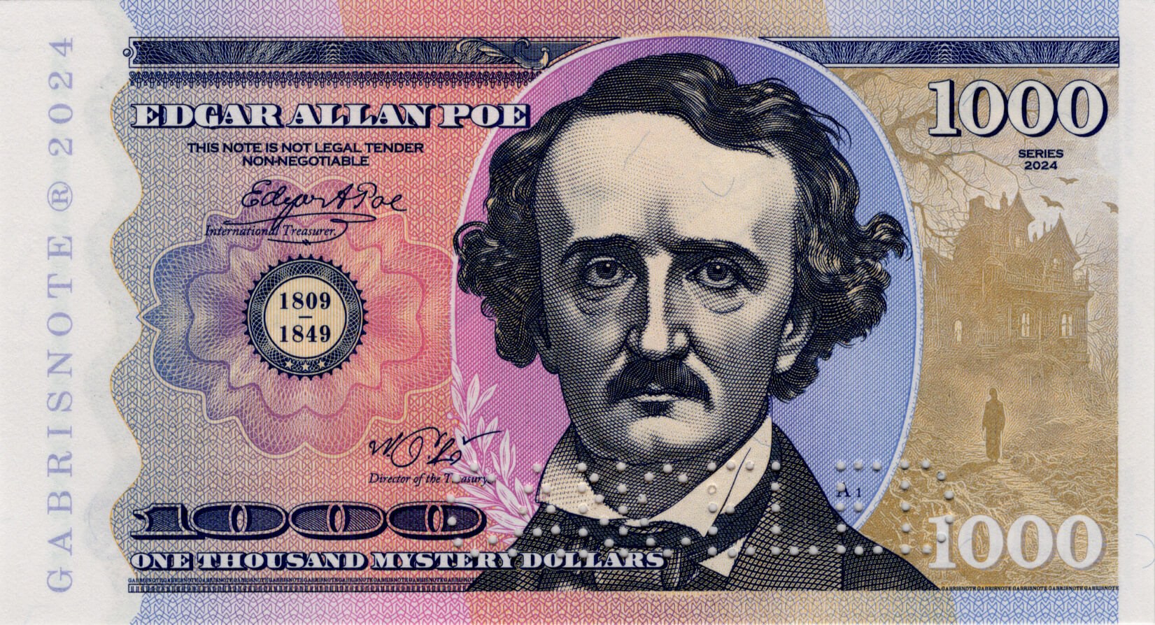 1000 Dollars E.A. Poe - přední strana