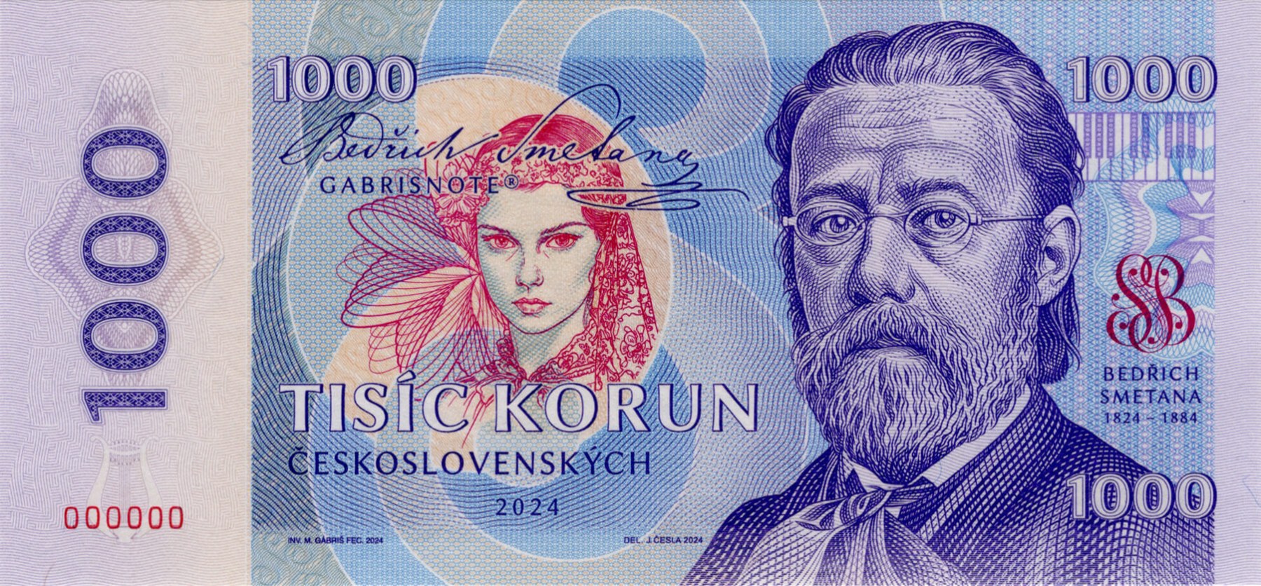 1000 Korun Bedřich Smetana - přední strana