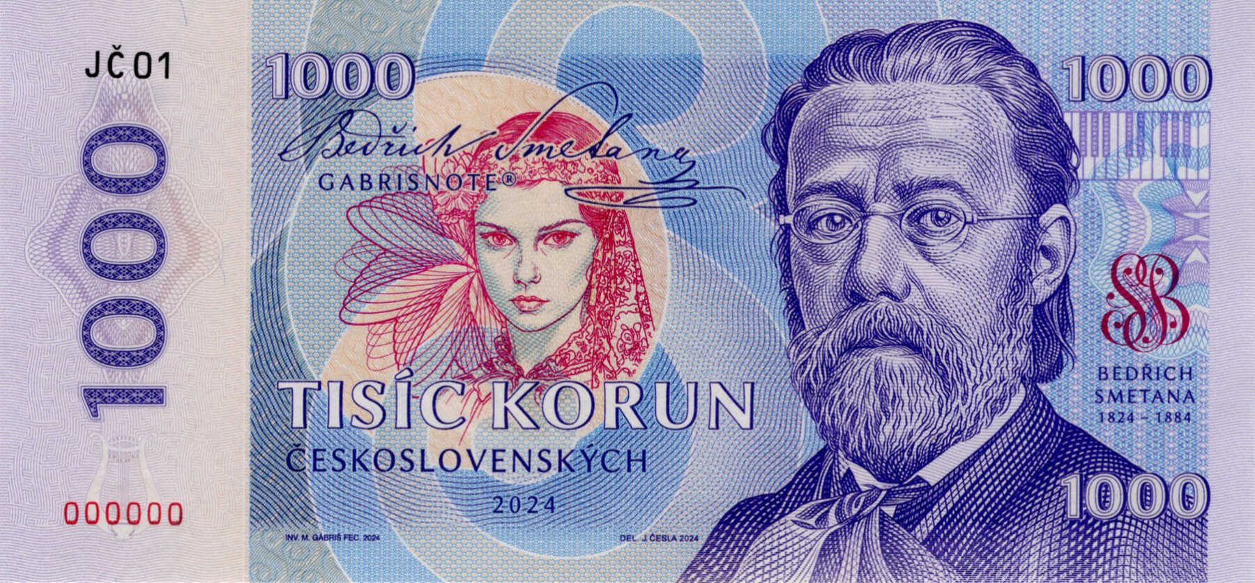 1000 Korun Bedřich Smetana - přední strana