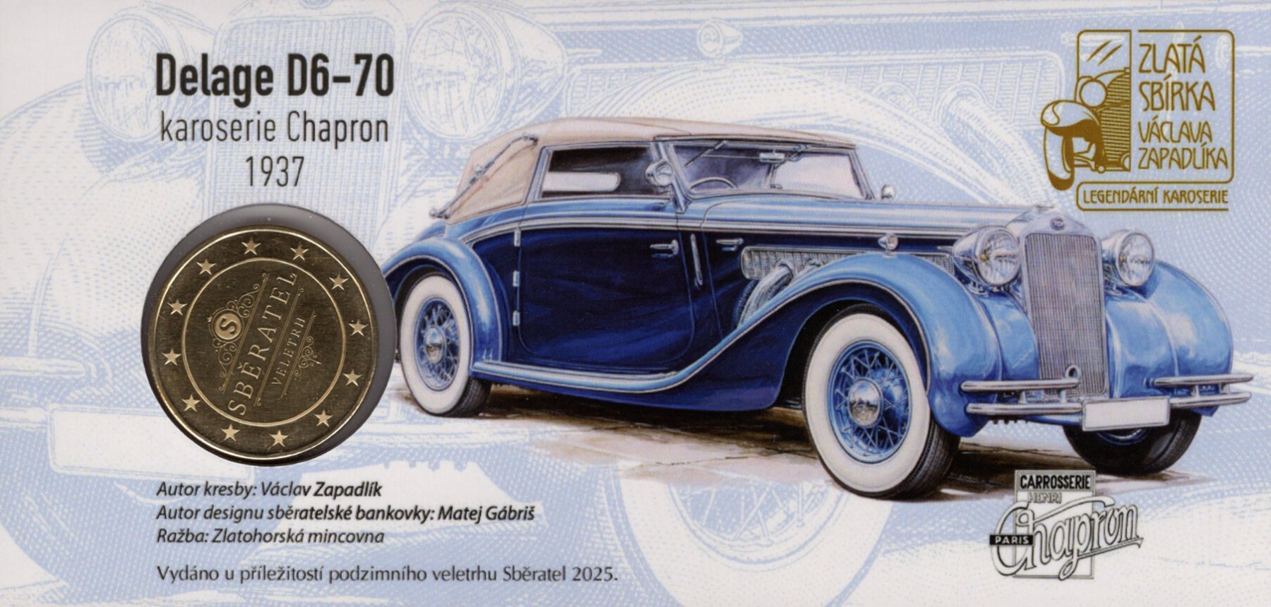 200 korun Zapadlík Delage D6 - 70 1937 - 38 - zadní strana