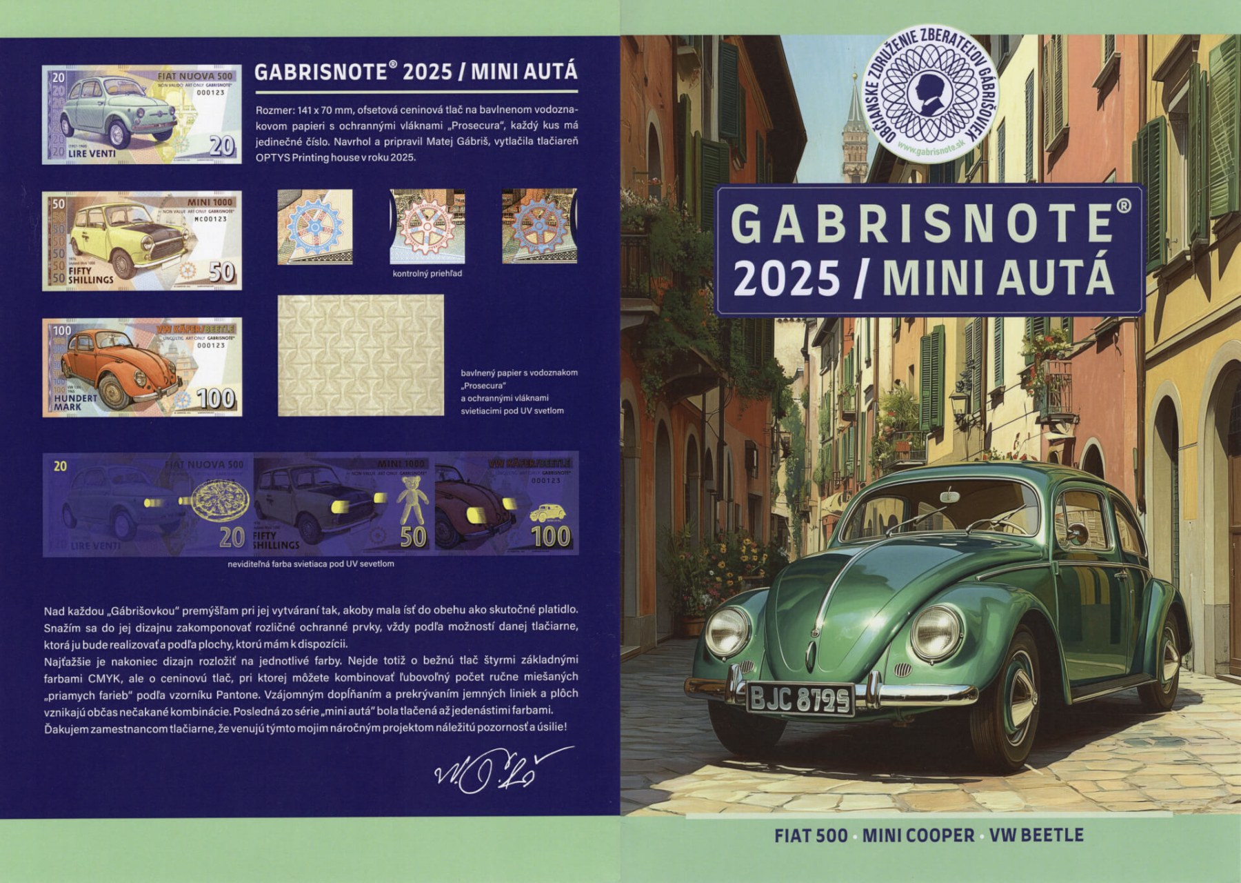 Folder Mini auta 2025 - přední strana