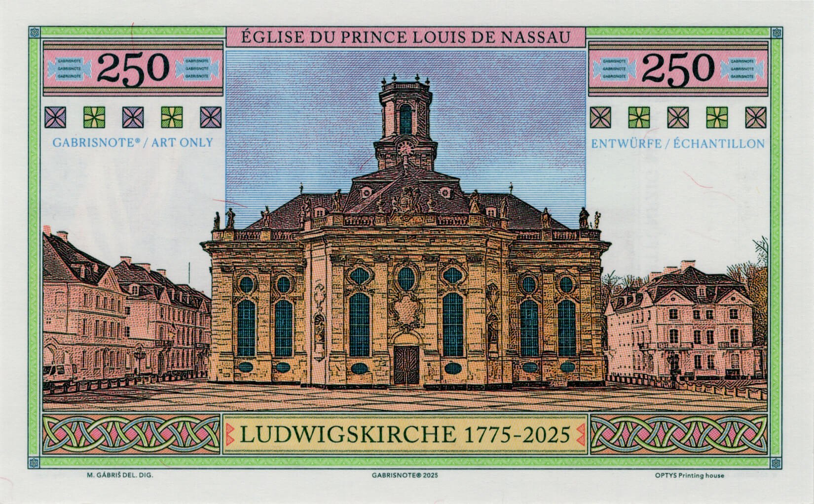 250 Mark Saarland varianta B - zadní strana