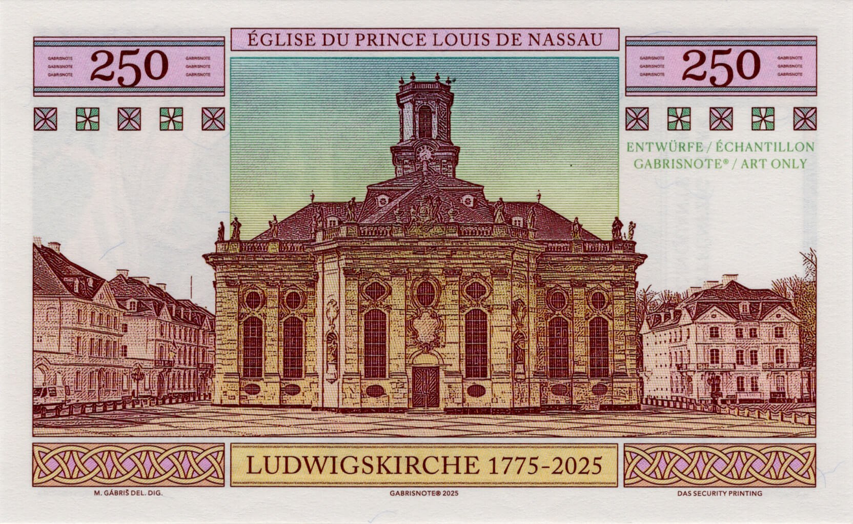 250 Mark Saarland varianta A - zadní strana