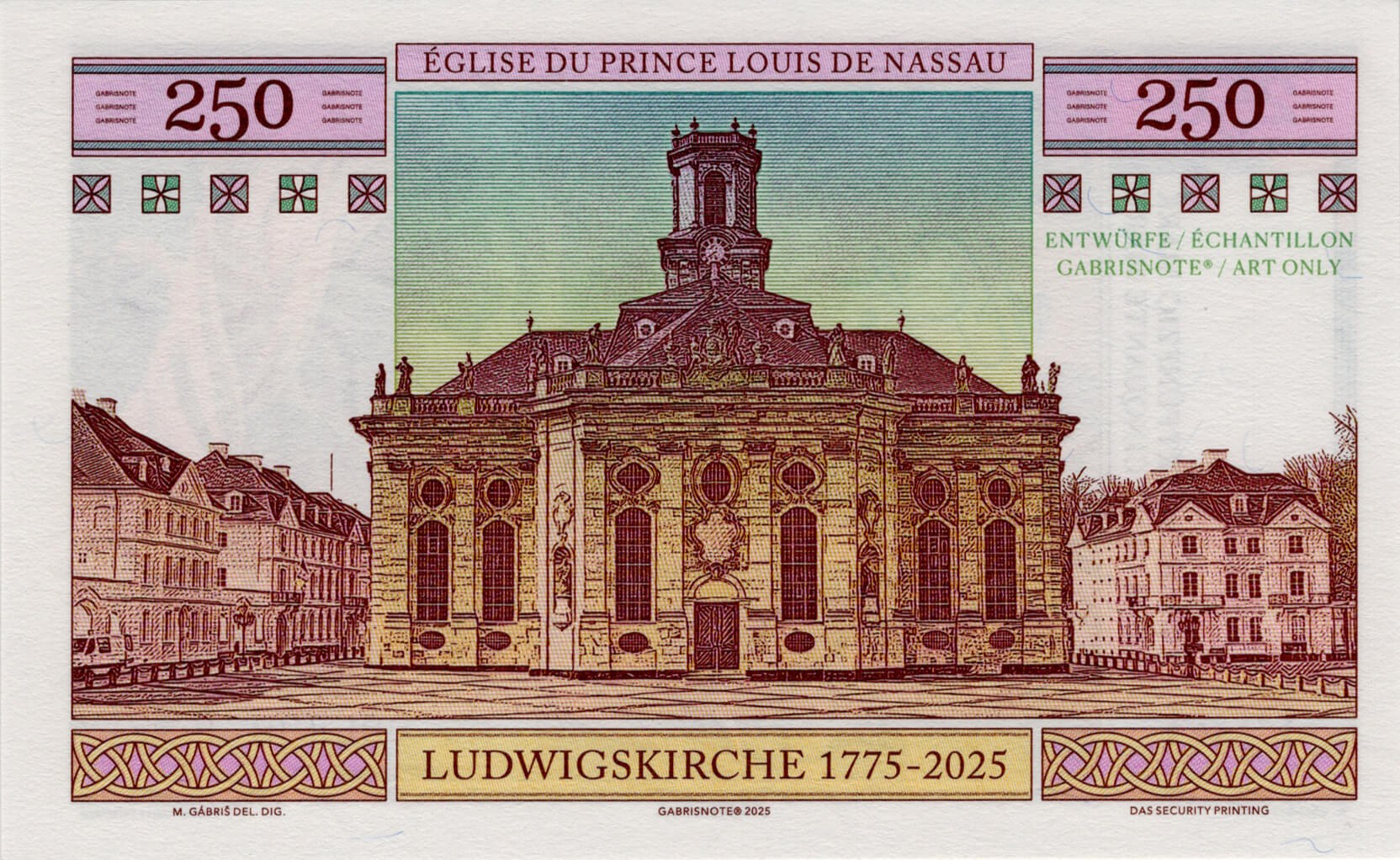 250 Mark Saarland varianta A - zadní strana