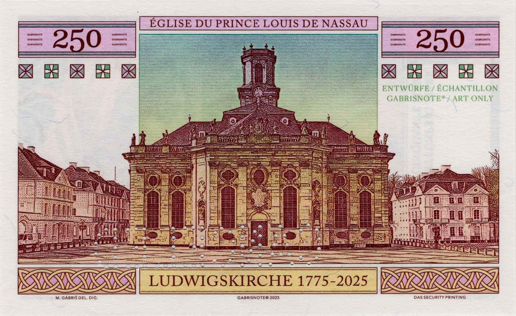 250 Mark Saarland varianta A - zadní strana