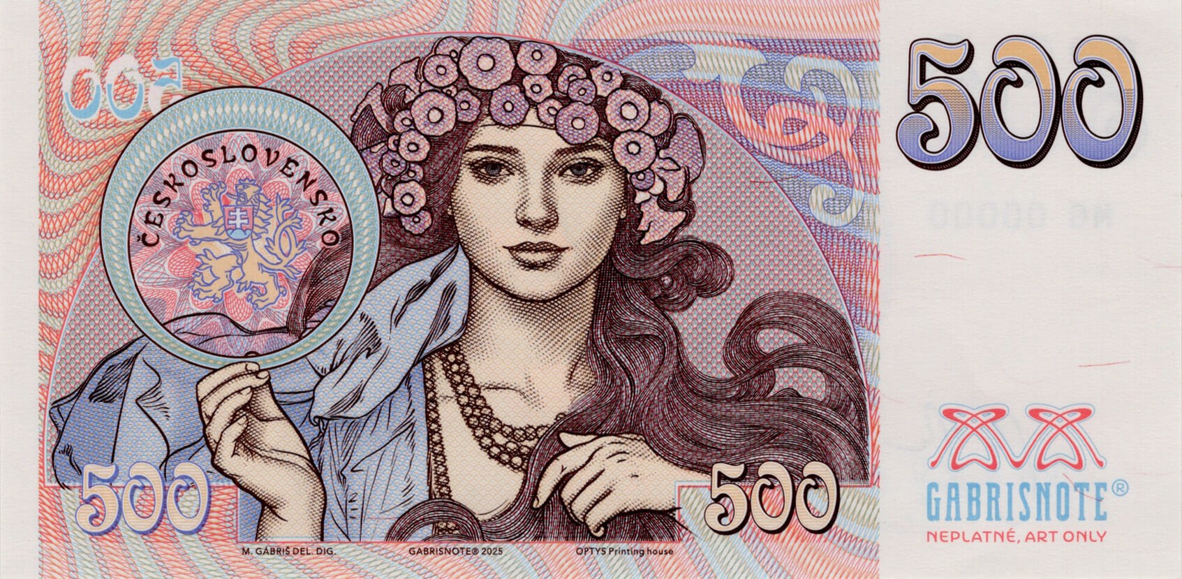 500 Kčs - Alfonz Mucha - zadní strana