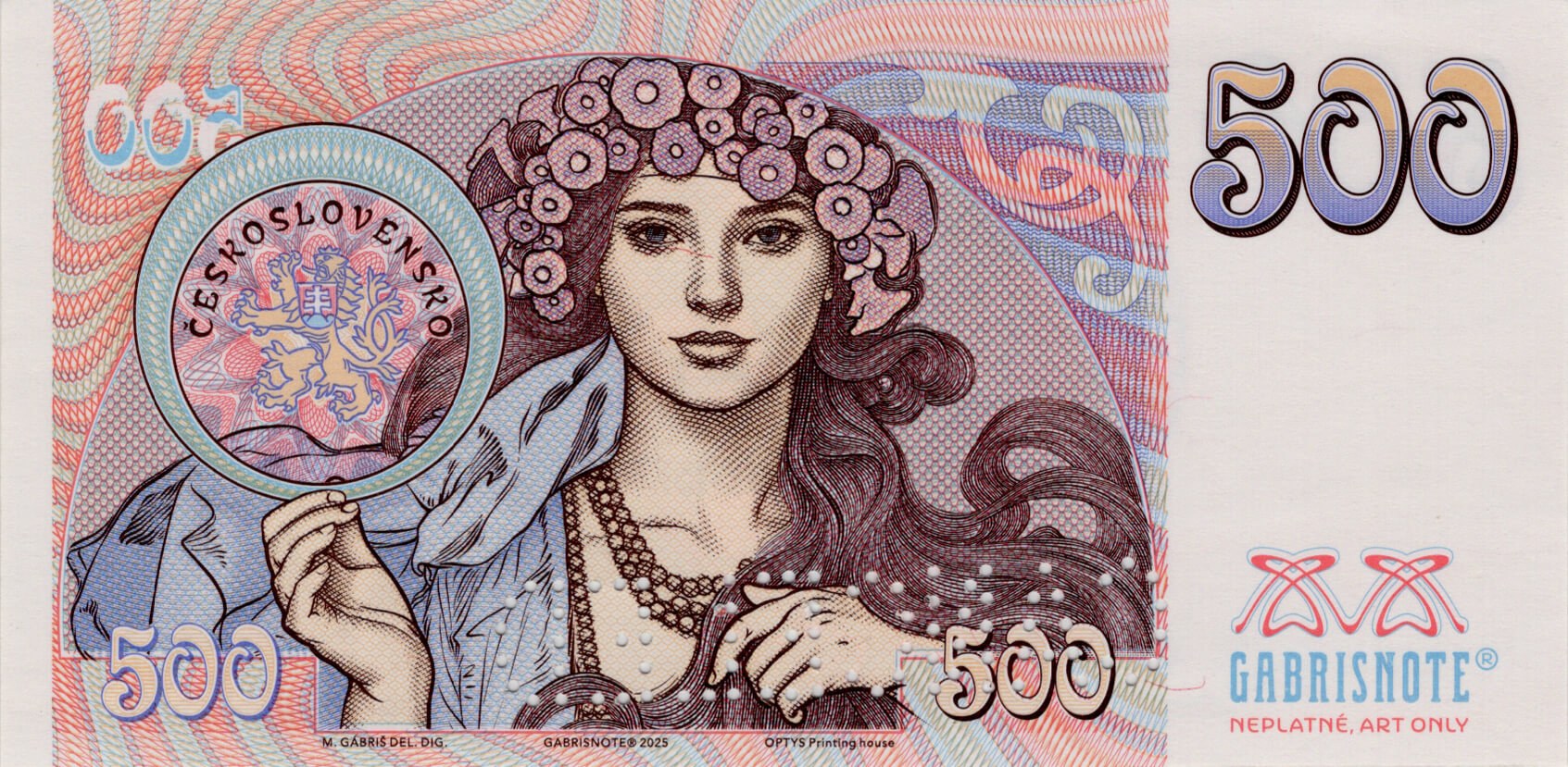 500 Kčs - Alfonz Mucha - zadní strana