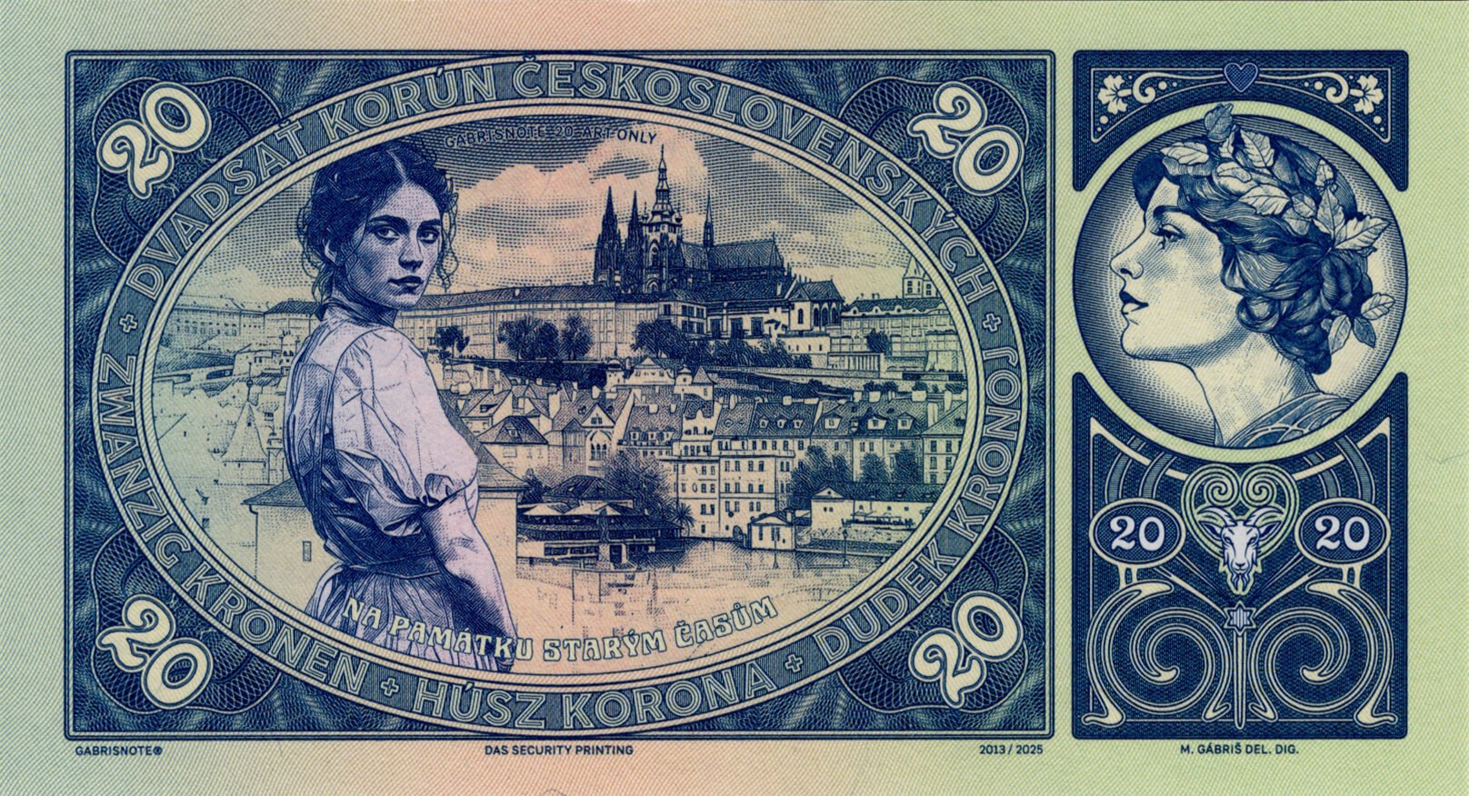 20 korun Československých 1919 - zadní strana