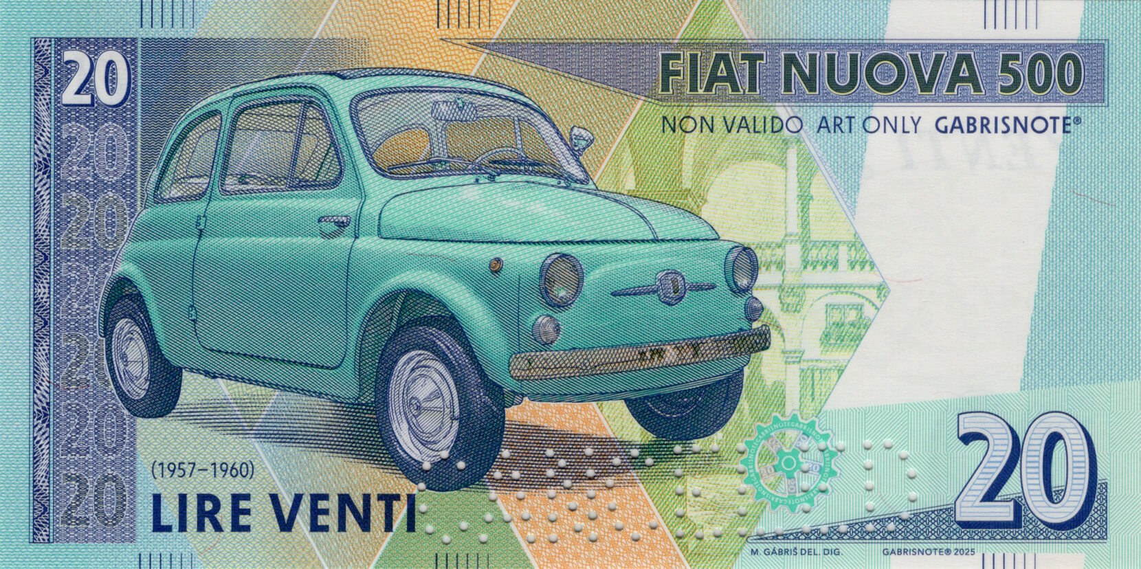 20 Lire - Fiat 500 - přední strana