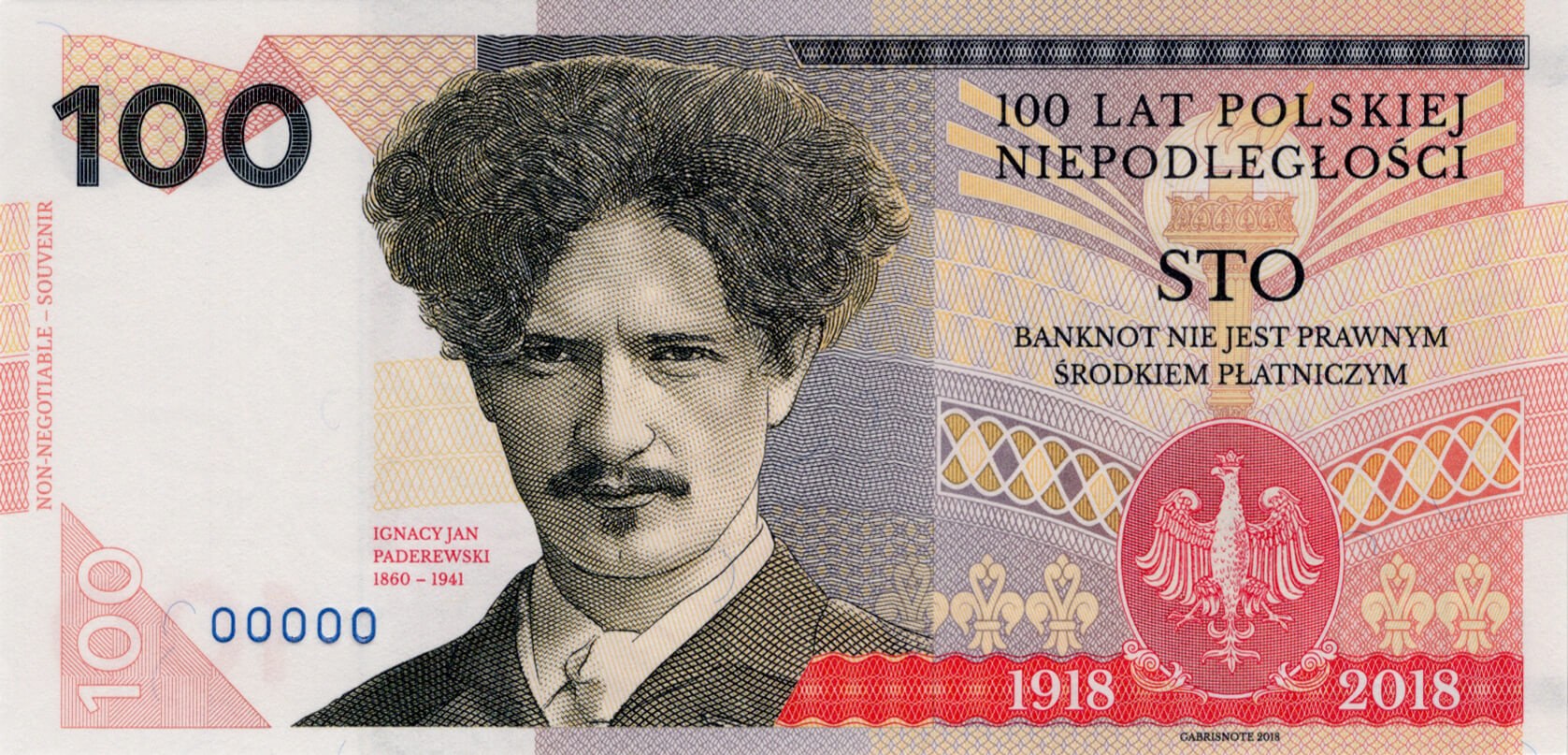 100 roků Polské nezávislosti 2018/2025 červená verze - přední strana
