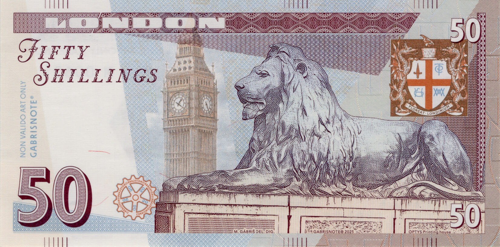 50 shillings Mini Cooper - zadní strana