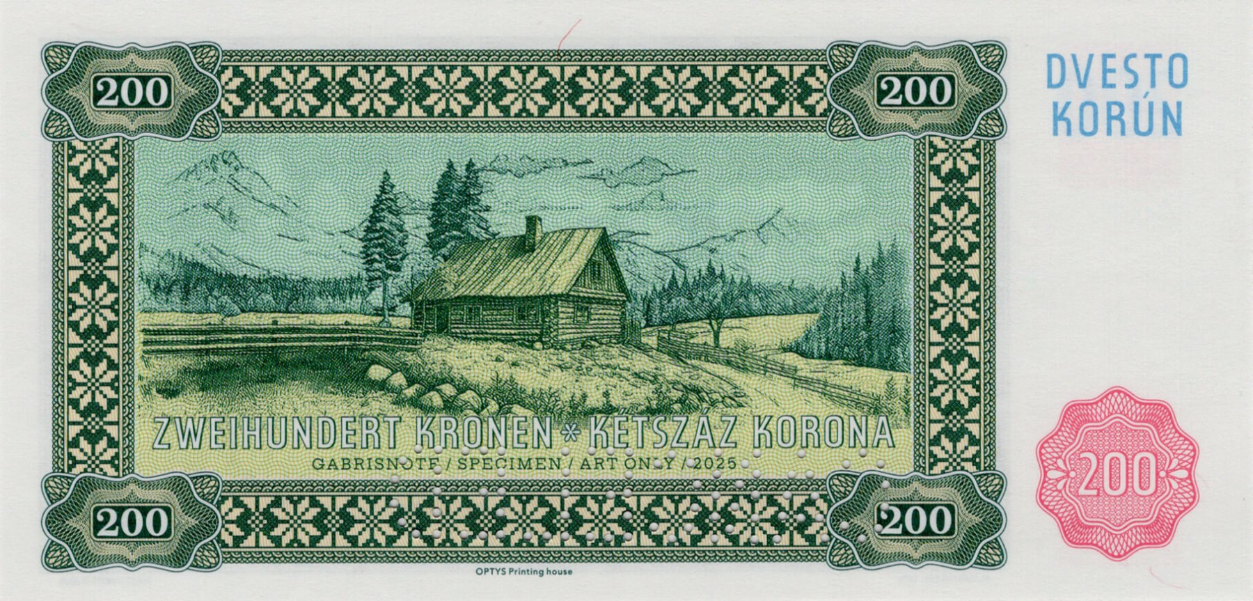 200 korún Slovensko varianta A - zadní strana