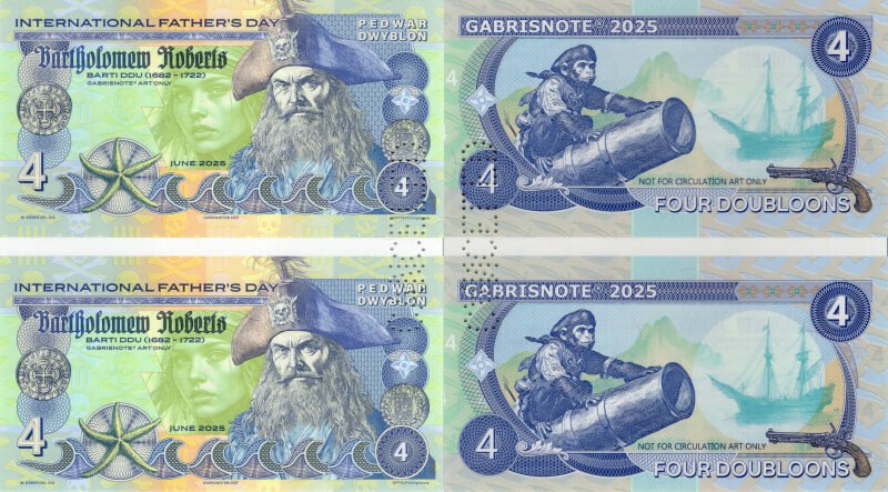 Aršík 4 Doubloons pirát Bartholomew Roberts