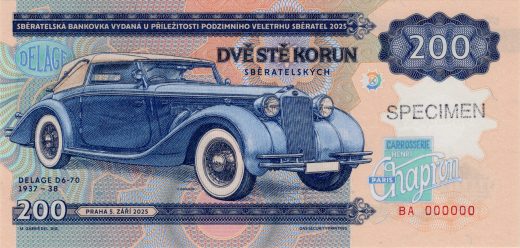 200 korun Zapadlík Delage D6 - 70 1937 - 38