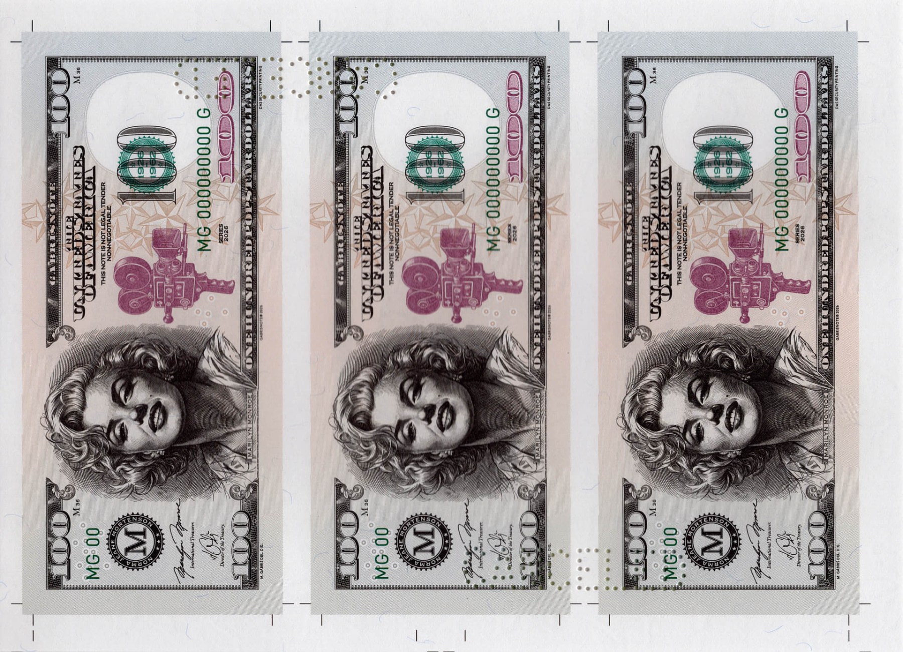 Arch 100 Dollars Marilyn Monroe - přední strana